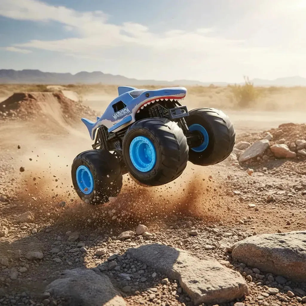Monster Jam Megalodon Con Luz Y Sonido 1:24 Spin Master - Detalle cierre