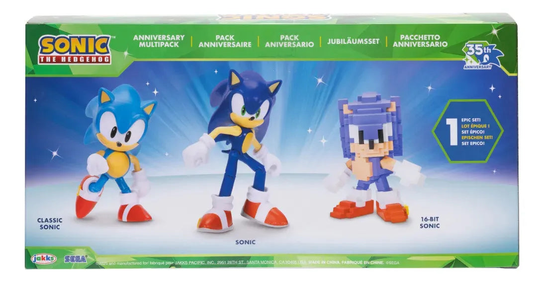 Sonic The Hedgehog Pack De Aniversario Figuras 10cm Jakks - Detalle estampado