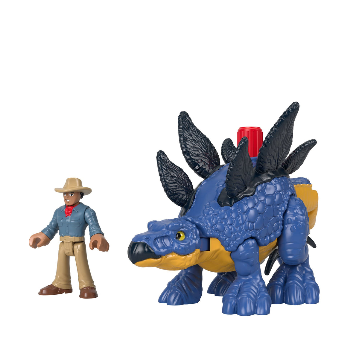Imaginext Jurassic World Estegosaurio Y Dr Grant Fisher — foto del fabricante