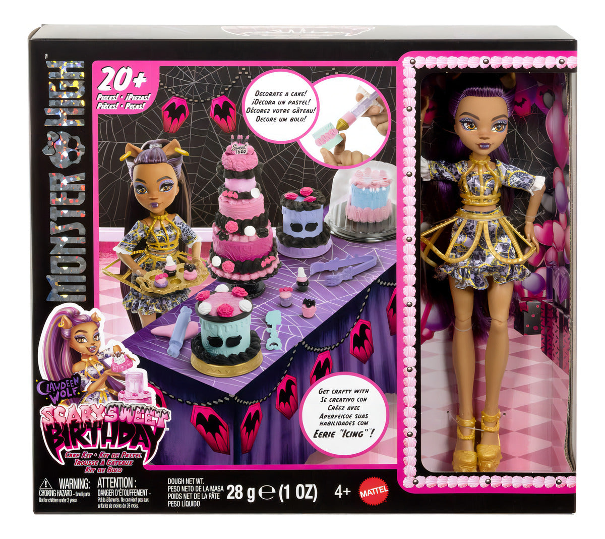 Kit Pastelería De La Colección Cumplespantos Con Muñeca Clawdeen Wolf De Monster High