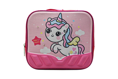 Mochila Con Ruedas Lonchera Y Lapicera Unicornio Sun Happy Sin Luz Primaria Con Detalle