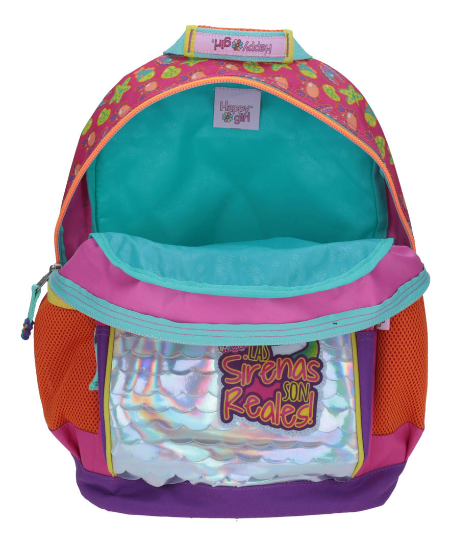 Mochila Primaria Chenson Escolar Happy Girl Sirena Meram Color Rosa Diseño De La Tela Hg64400-p