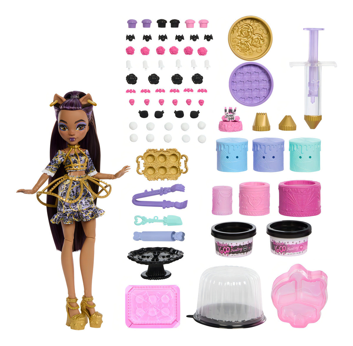 Kit Pastelería De La Colección Cumplespantos Con Muñeca Clawdeen Wolf De Monster High
