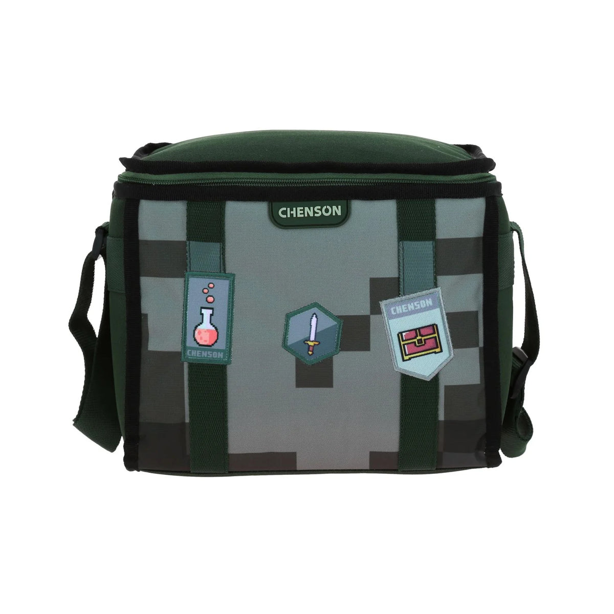Lonchera Termica Pixels Estampado Pixeles Verde Chenson