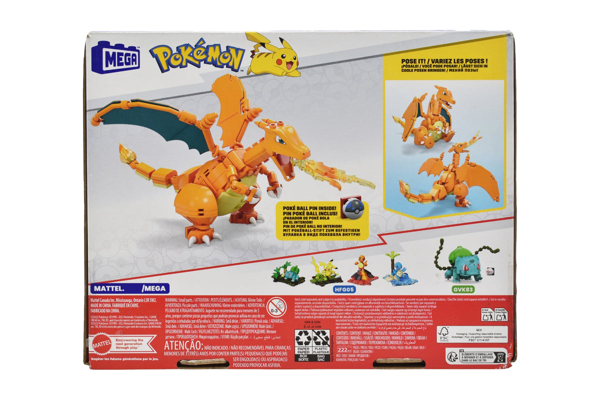 Mega Pokemon Charizard Figura Armable 222 Piezas Mattel Ca