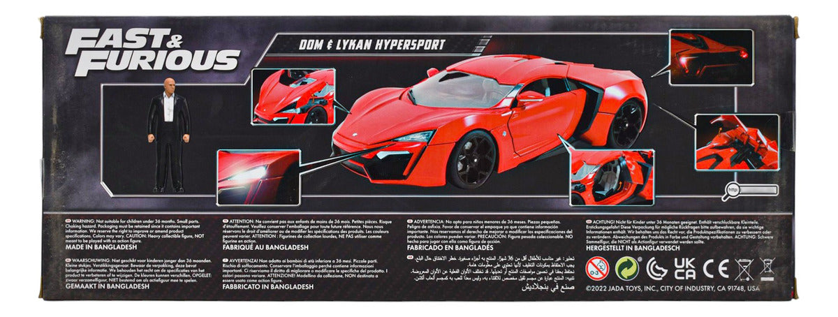 Fast And Furious Dom Lykan Hypersport Con Luz 1:18 Jada Cf Rojo
