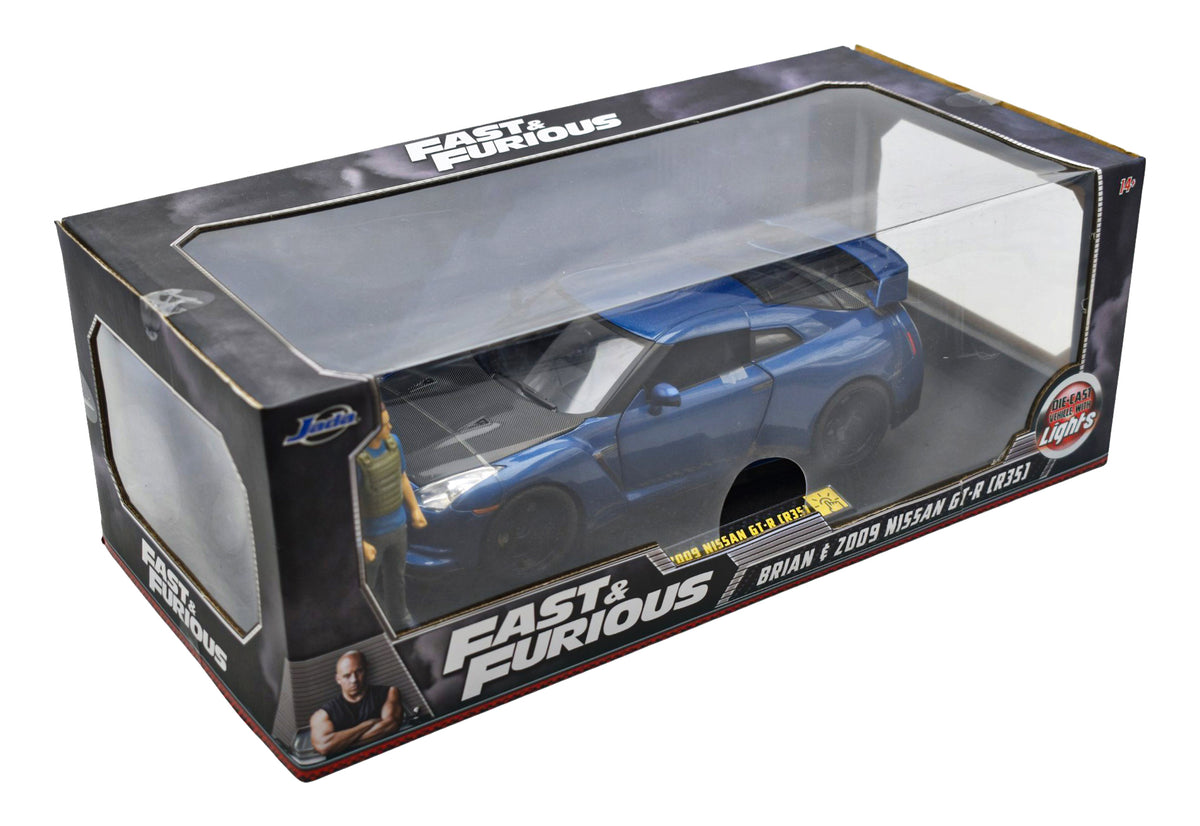 Fast And Furious Brian 2009 Nissan Gt-r Con Luz 1:18 Jada Cf Azul