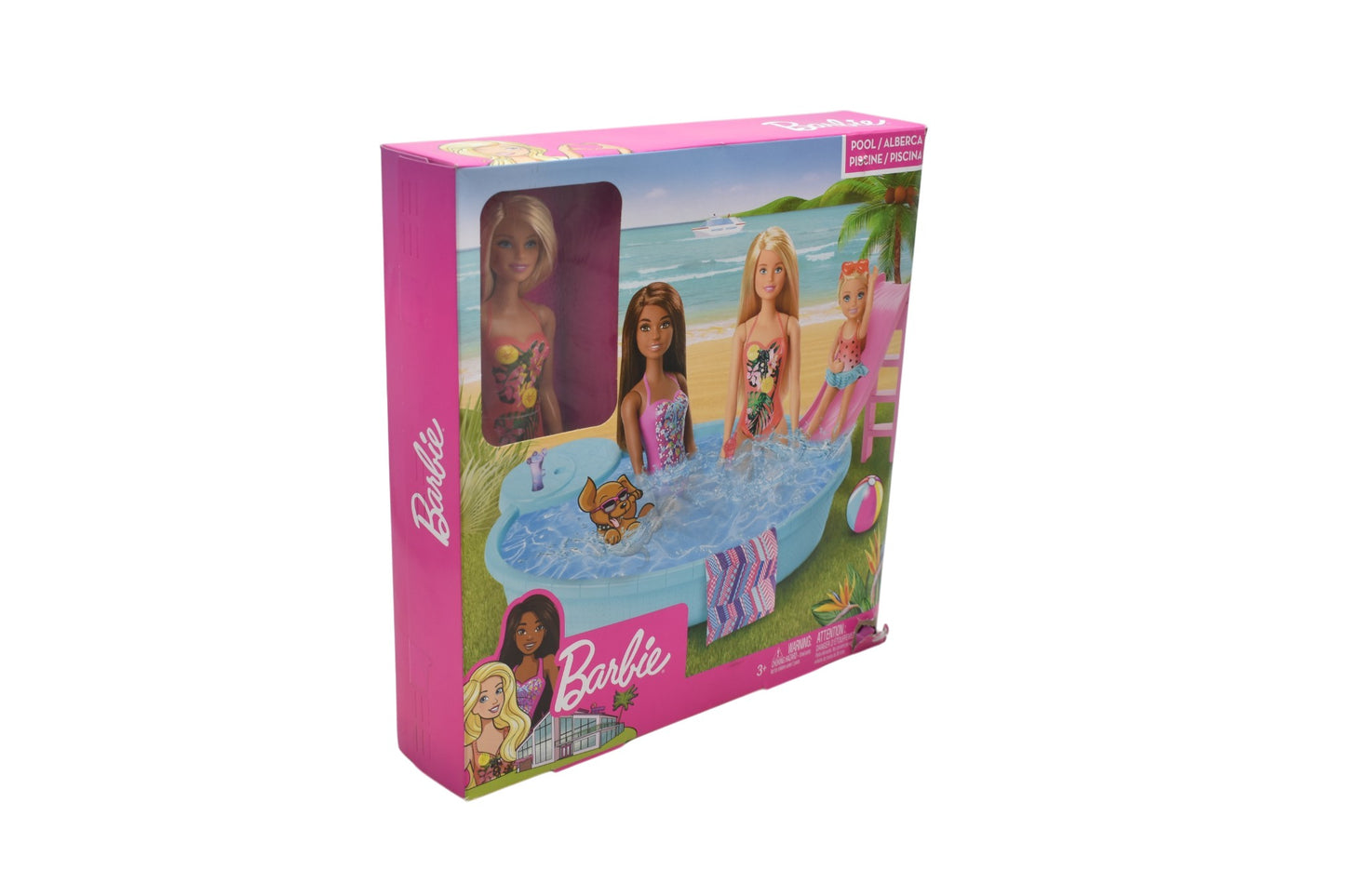 Barbie Piscina Con Resbaladilla Accesorios 28cm Mattel Cf