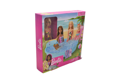 Barbie Piscina Con Resbaladilla Accesorios 28cm Mattel Cf
