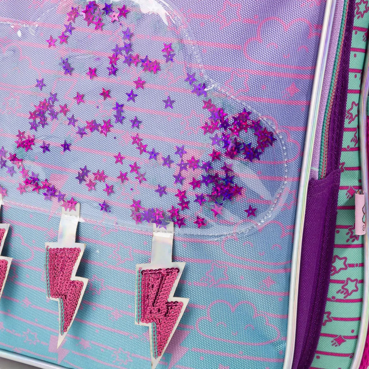 Mochila Happy Girl Be Strong Nube Glitery Primaria Chenson