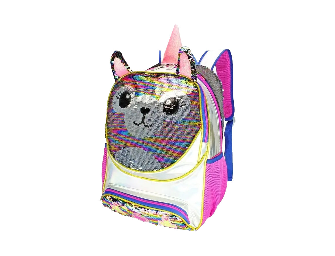Mochila Y Lonchera Unicornio Lentejuela Primaria Wilys