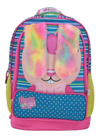 Mochila Happy Girl Conejo 3d Orejas Suaves Primaria Chenson