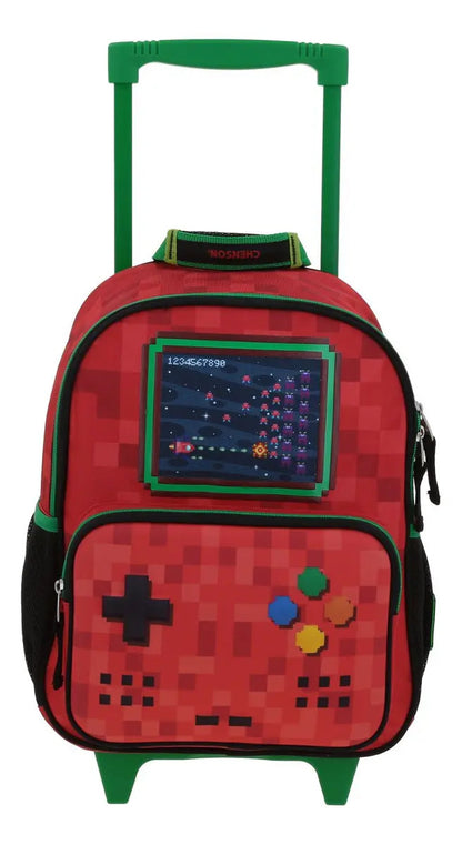 Mochila Con Ruedas Gaming Galaga Estampado 3d Kinder Chenson