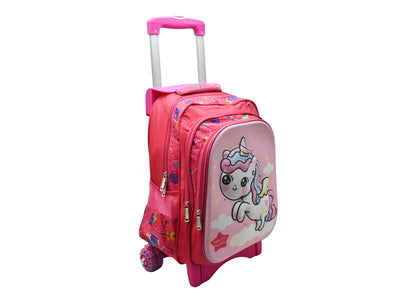 Mochila Con Ruedas Lonchera Y Lapicera Unicornio Sun Happy Sin Luz Primaria Con Detalle