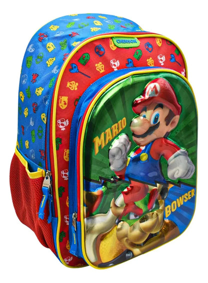 Mochila Y Lapicera Mario Bros Mb64544 Chenson Con Detalle Multicolor 3d Tornasol