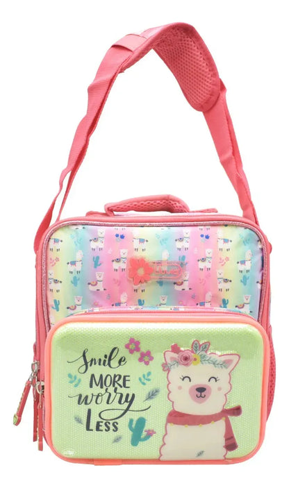 Mochila Kit 3 Pz Llama Smile Primaria Ll20bpi06 Detalle Rosa 3d