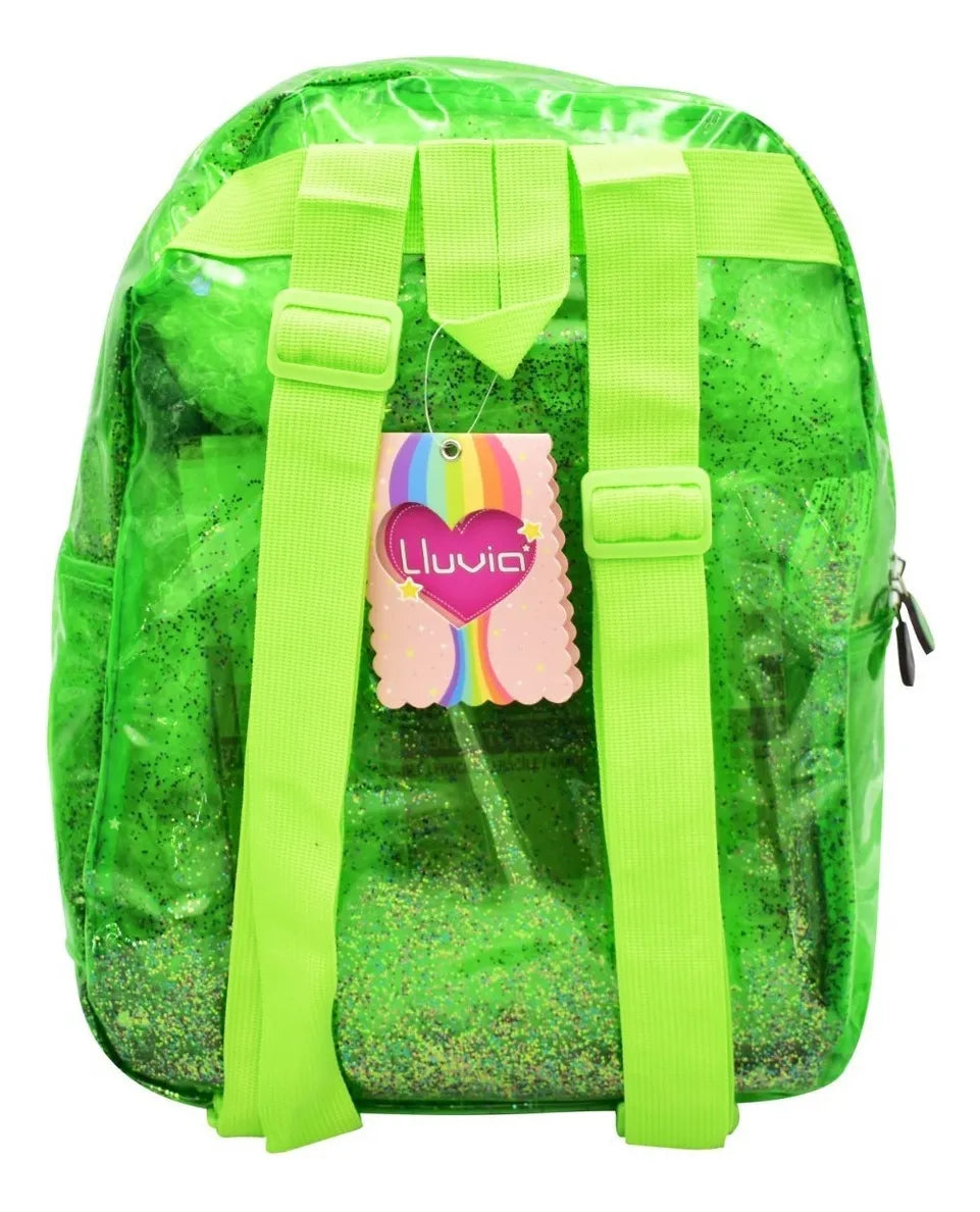 Mochila Trasparente Verde Aguacate Primaria Lluvia