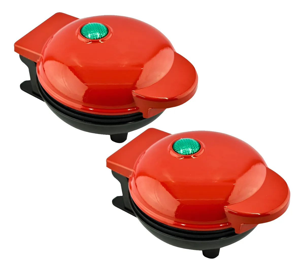 Wafflera Mini Roja 350 W Antiadherente Inoxidable Pack 2 Rojo