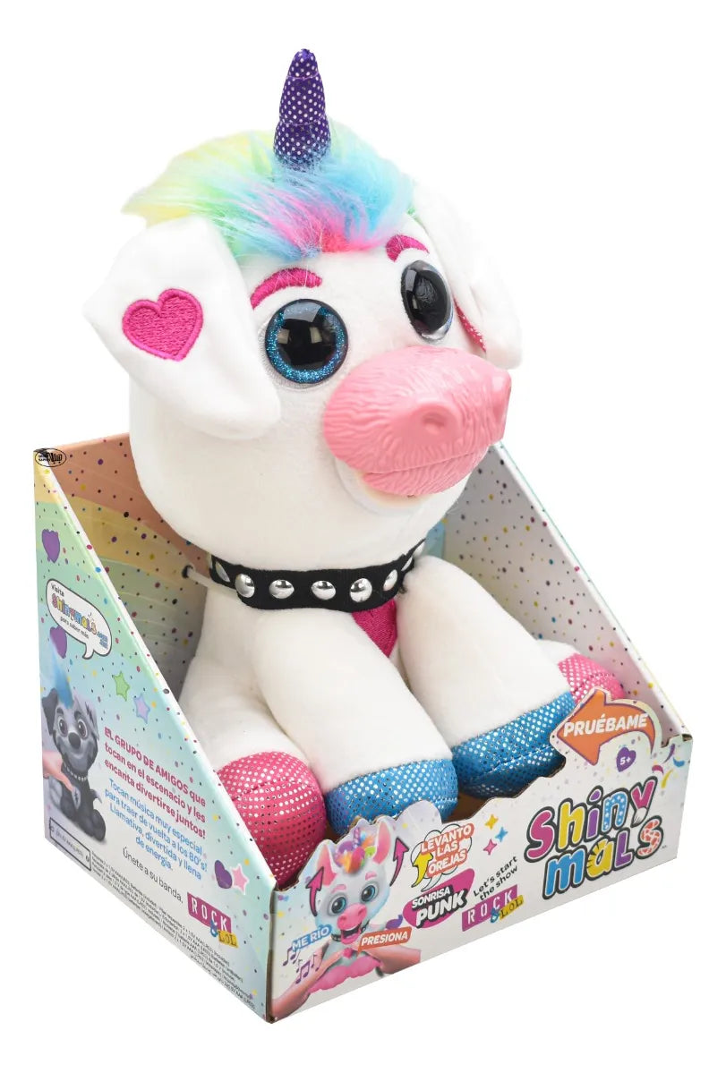 Shinymals Blink Peluche Con Sonido Punkymals 20cm Eolo Blanco