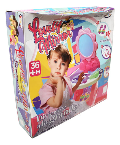 Tocador Espejo Encantador 6 Accesorios 36 Meses Cf Rosa
