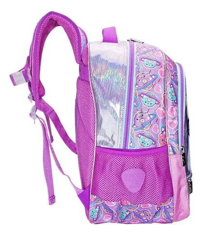 Mochila Primaria Dona Planeta Lentejuela Wilys Wt324 Violeta
