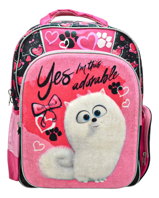 Mochila Vida Secreta De Mis Mascotas Gidget 3d Terciopelo Primaria Ruz Con Detalle Rosa Estampado