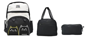 Mochila Para Laptop Gato 10000 Hours Negra Primaria Negro Bordado