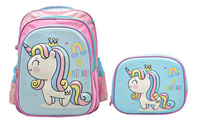 Mochila Unicorn Kit 2pz Primaria Ll24bpp520 Detalle Rosa 3d