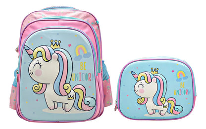 Mochila Unicorn Kit 2pz Primaria Ll24bpp520 Detalle Rosa 3d