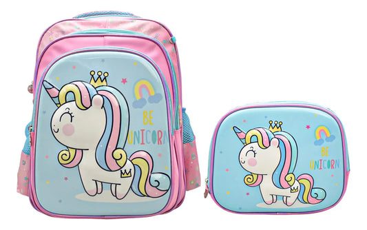 Mochila Unicorn Kit 2pz Primaria Ll24bpp520 Detalle Rosa 3d