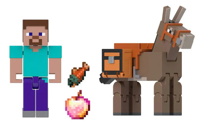 Minecraft Figura De Acción Steve Y Burro 9cm Mattel