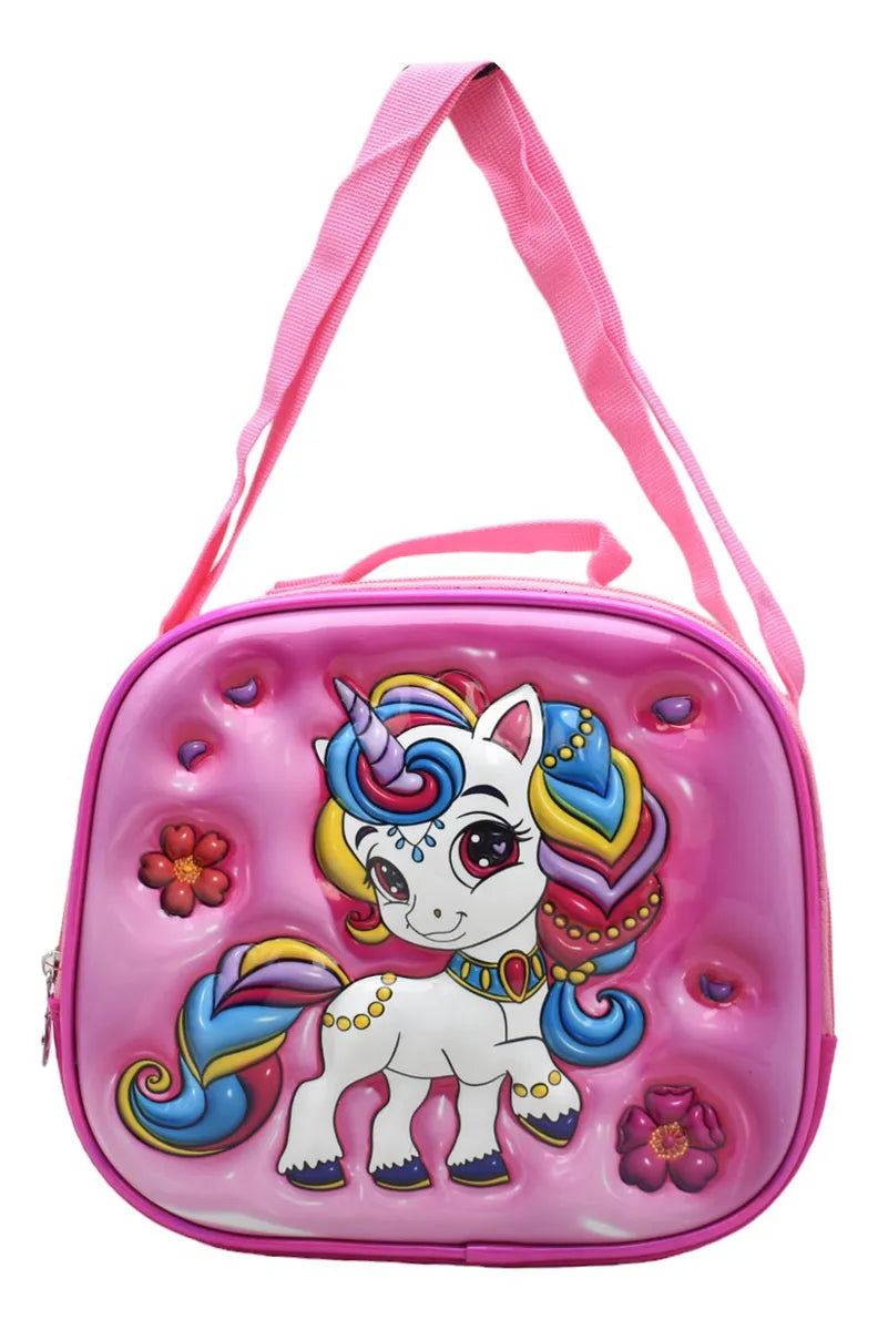Mochila Unicornio Flores Kit 3pz Primaria Ll24bpp525 Rosa Chicle 3d