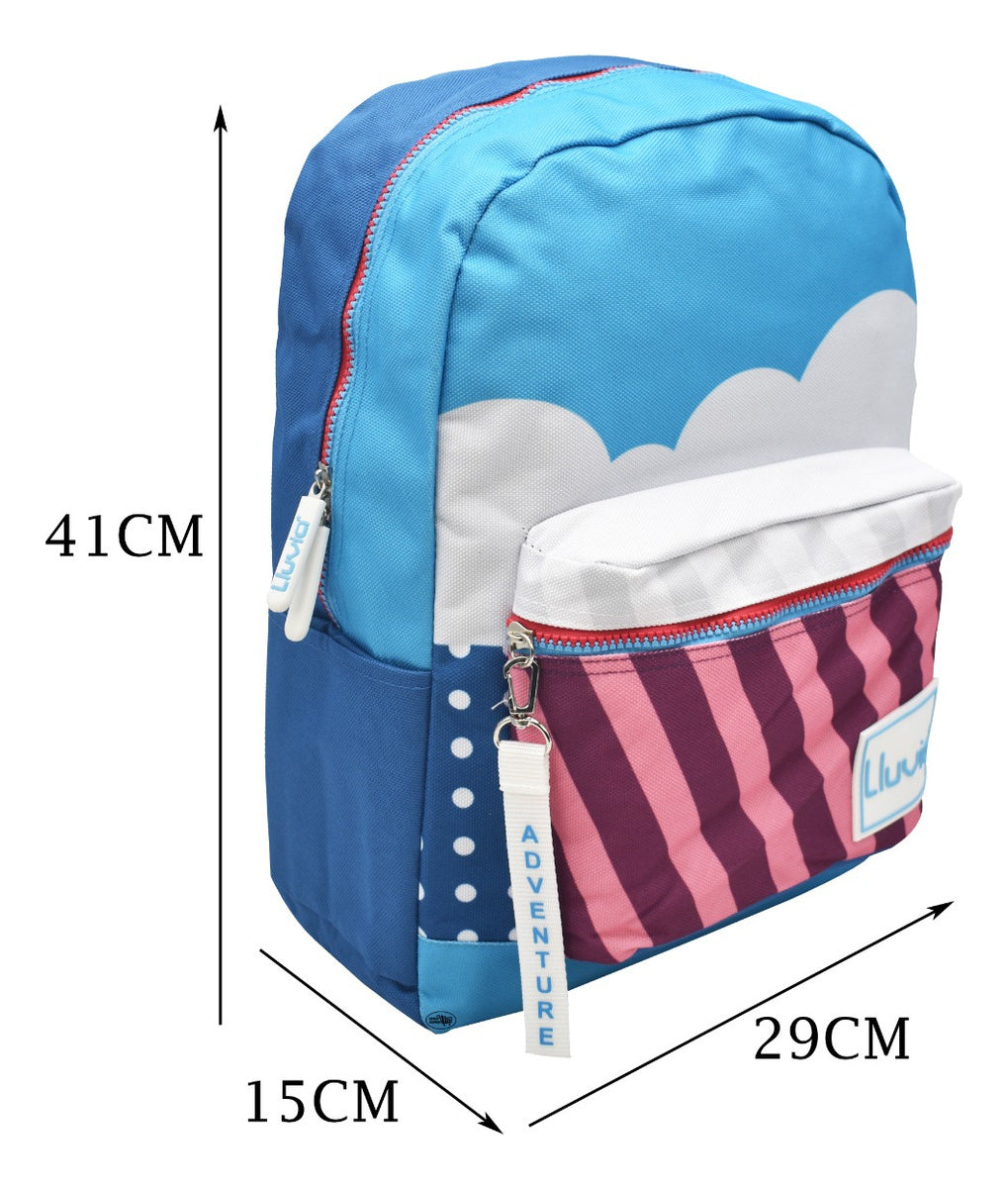Mochila Nubes Cool Con Compartimiento Para Laptop Lisa Azul Ll20bpi21 Lluvia
