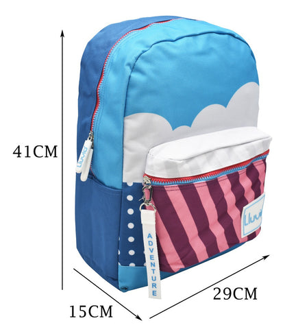Mochila Nubes Cool Con Compartimiento Para Laptop Lisa Azul Ll20bpi21 Lluvia