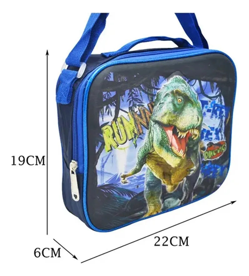 Mochila Lonchera Lapicera Dino Dig 3d Azul Primaria Azul Marino 3d