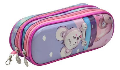 Mochila Con Ruedas Oso Blanco Kit 3pz Primaria Rosa 3d