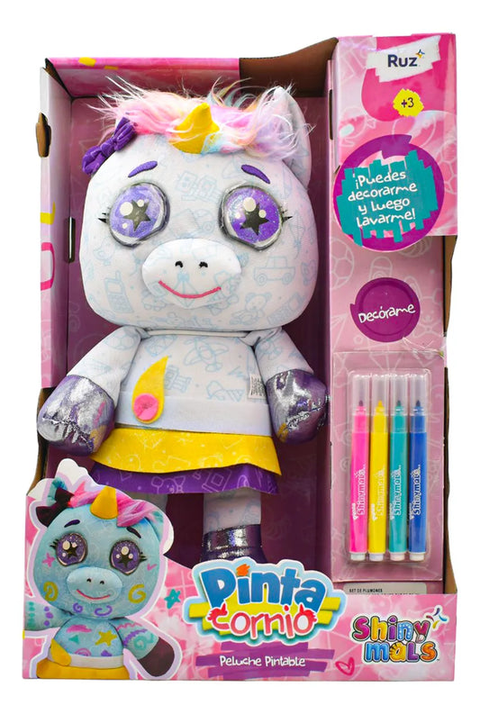 Shiny Mals Pinta Cornio Peluche Pintable 30 Cm Ruz Multicolor