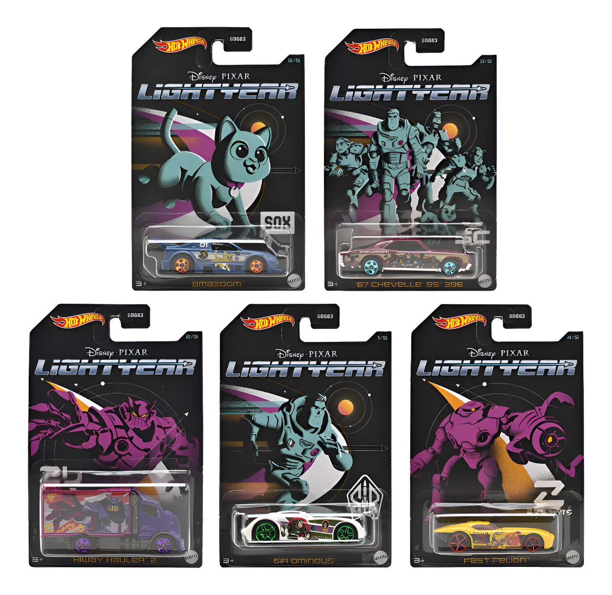 Hot Wheels Disney Lightyear Set 5 Vehiculos Gdg83 Mattel Multicolor