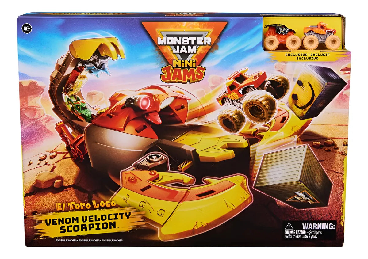 Monster Jam Mini Pista Venom Velocity Scorpion Spin Master Plateado