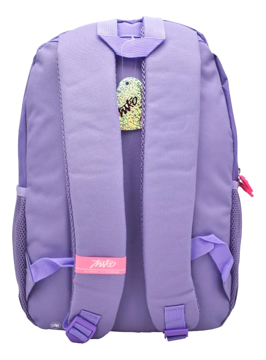 Mochila Sweet Helados Animalitos Primaria Miko Club Detalle Violeta Estampado