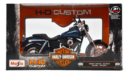 Harley Davison 2004 Dyna Super Glide Escala 1:12 Maisto Cd Azul