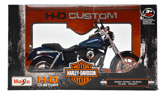 Harley Davison 2004 Dyna Super Glide Escala 1:12 Maisto Cd Azul