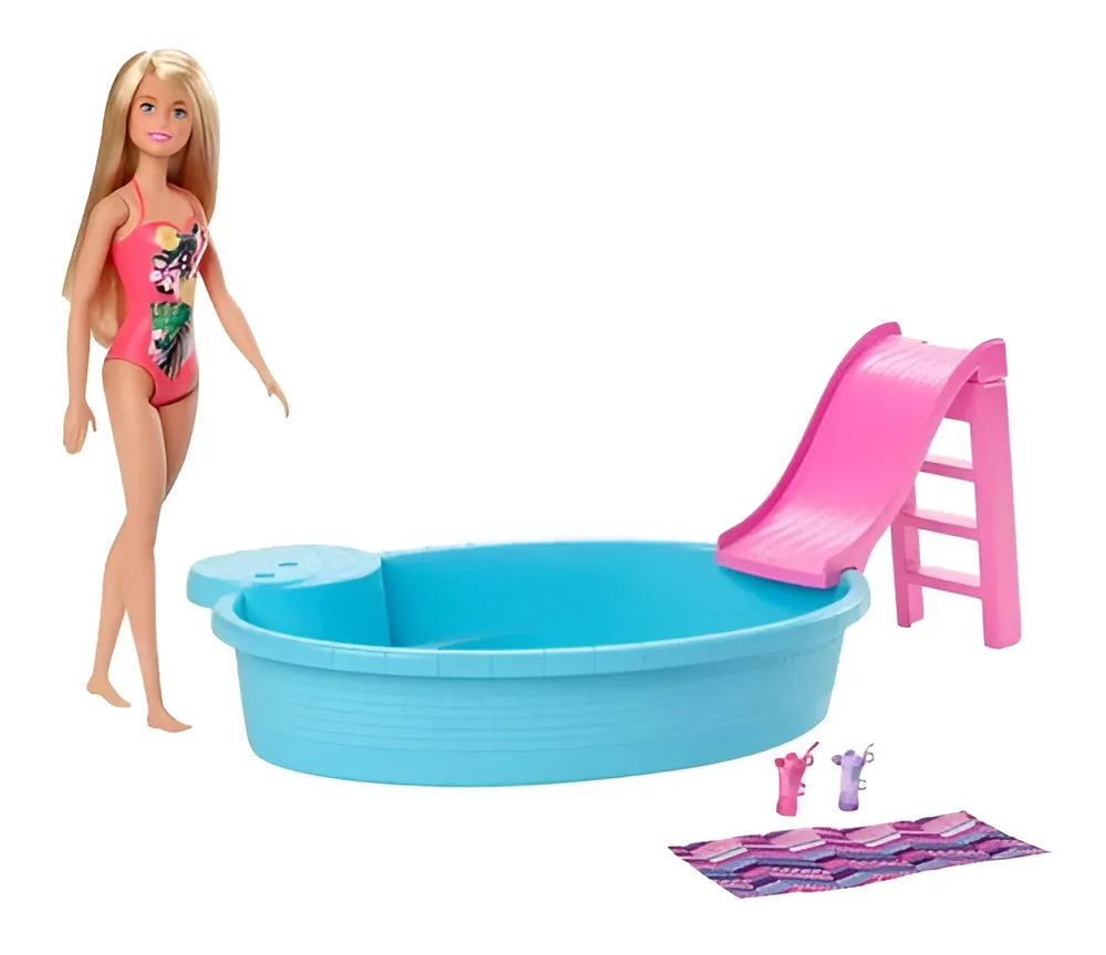 Barbie Piscina Pileta Con Muñeca Mattel Ghl91
