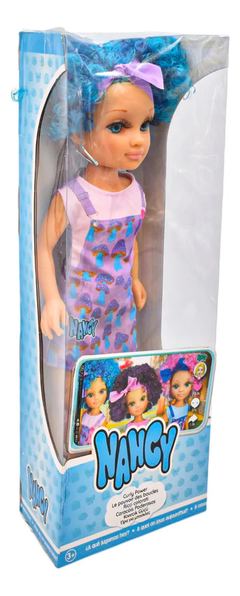 Nancy Curly Power Cabello Azul 43cm Famosa Da