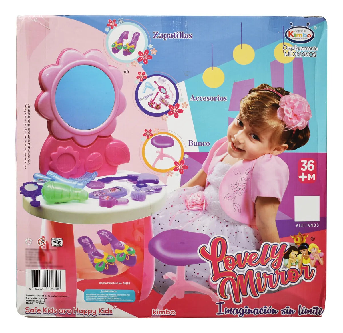 Tocador Espejo Encantador 6 Accesorios 36 Meses Cf Rosa