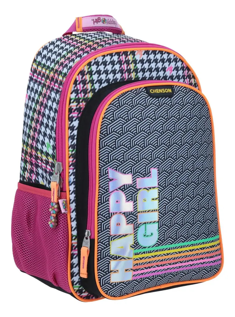 Mochila Happy Girl Arcoiris Neony Con Porta Tablet Chenson
