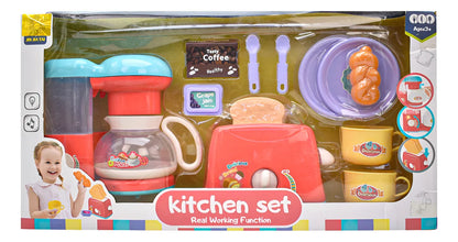 Juego De Cocina Juguete 14 Piezas Luz Y Sonido 7908 Cf Rosa
