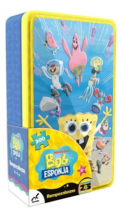 Rompecabezas Bob Esponja 300 Pzs Panorámico En Lata