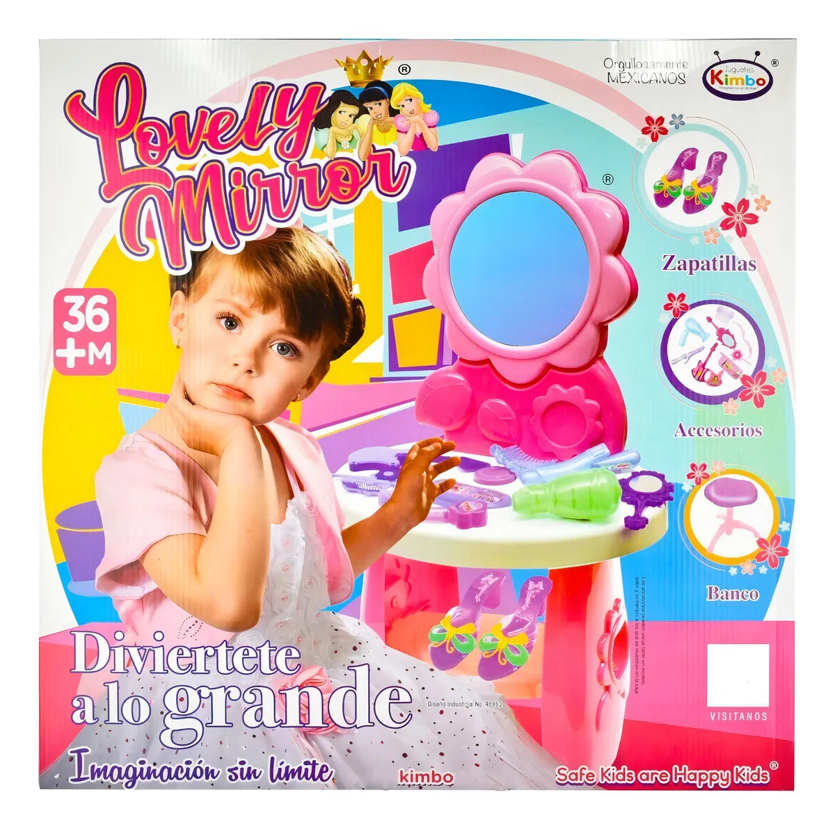 Tocador Espejo Encantador 6 Accesorios 36 Meses Cf Rosa