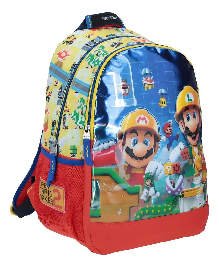 Mochila Chenson Mario & Luigi Maker Amarilla Kirat Amarillo Diseño de la tela 3D